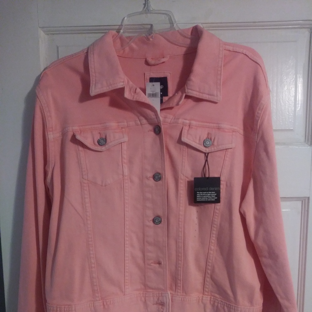 GAP DENIM JACKET - NEW IN COLOR SALMON PINK Sz: L